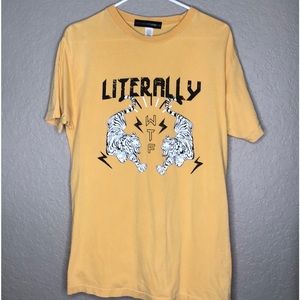 “Literally WTF” yellow/gold graphics t-shirt